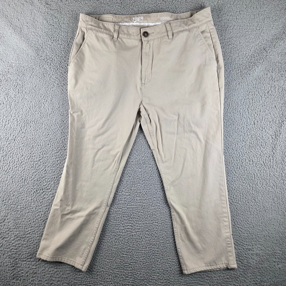 Mugsy Pants Mens 38x30 (36x25) Beige‎ Tan Teddys Stretch Chinos Preppy